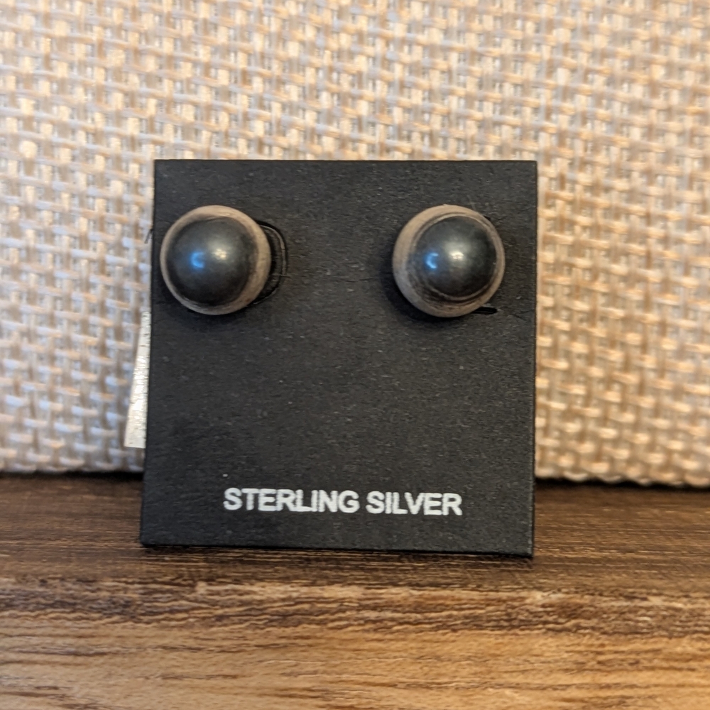 7mm Southwest Style Sterling Silver Stud Earrings